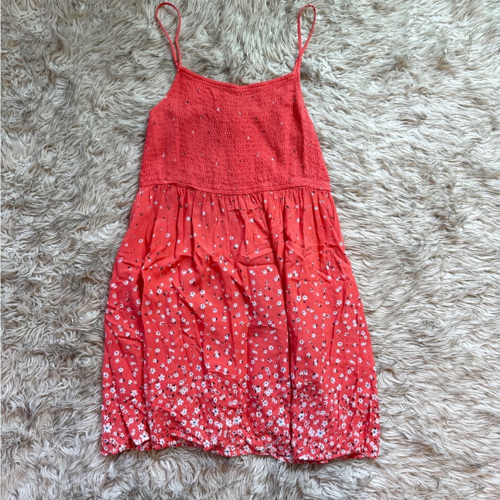 Pink Floral Spaghetti Strap Dress